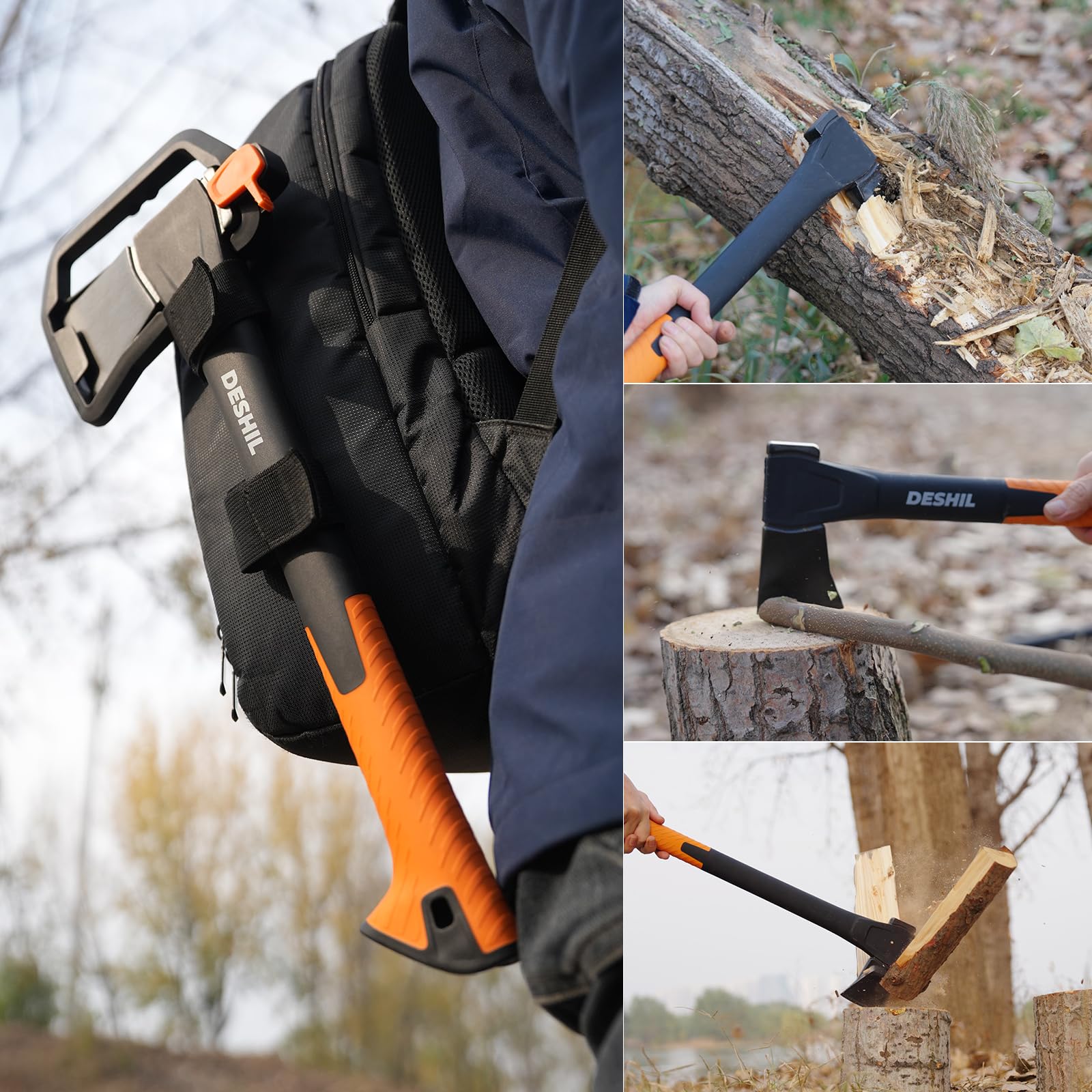 DESHIL 14-Inch Chopping Hatchet Axe for Outdoor Camping & Kindling