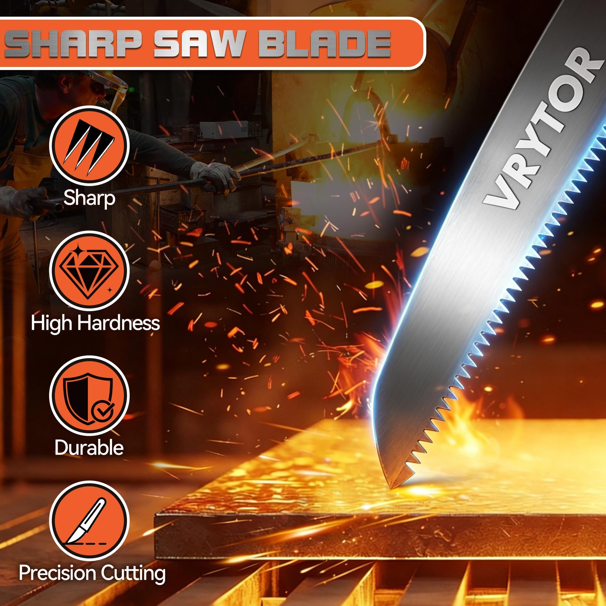 VRYTOR Pruning Saw, 7IN Heavy Duty Folding Hand Saw with Safety Hand Guard