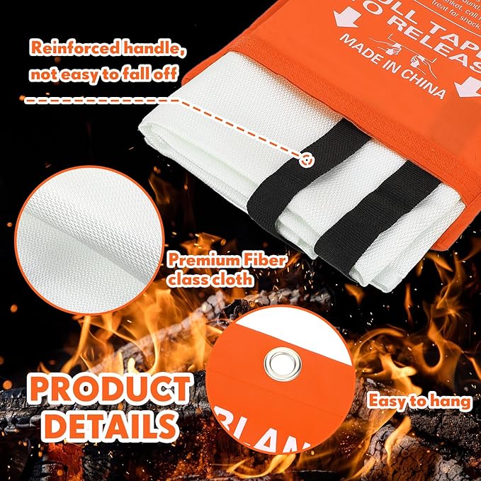 Macarrie 20 Pack 39??x 39??Fire Blanket Emergency for Home and Kitchen Safety Suppression Blanket Fiberglass Fireproof Survival for Fireplace Car Office Camping (Orange)