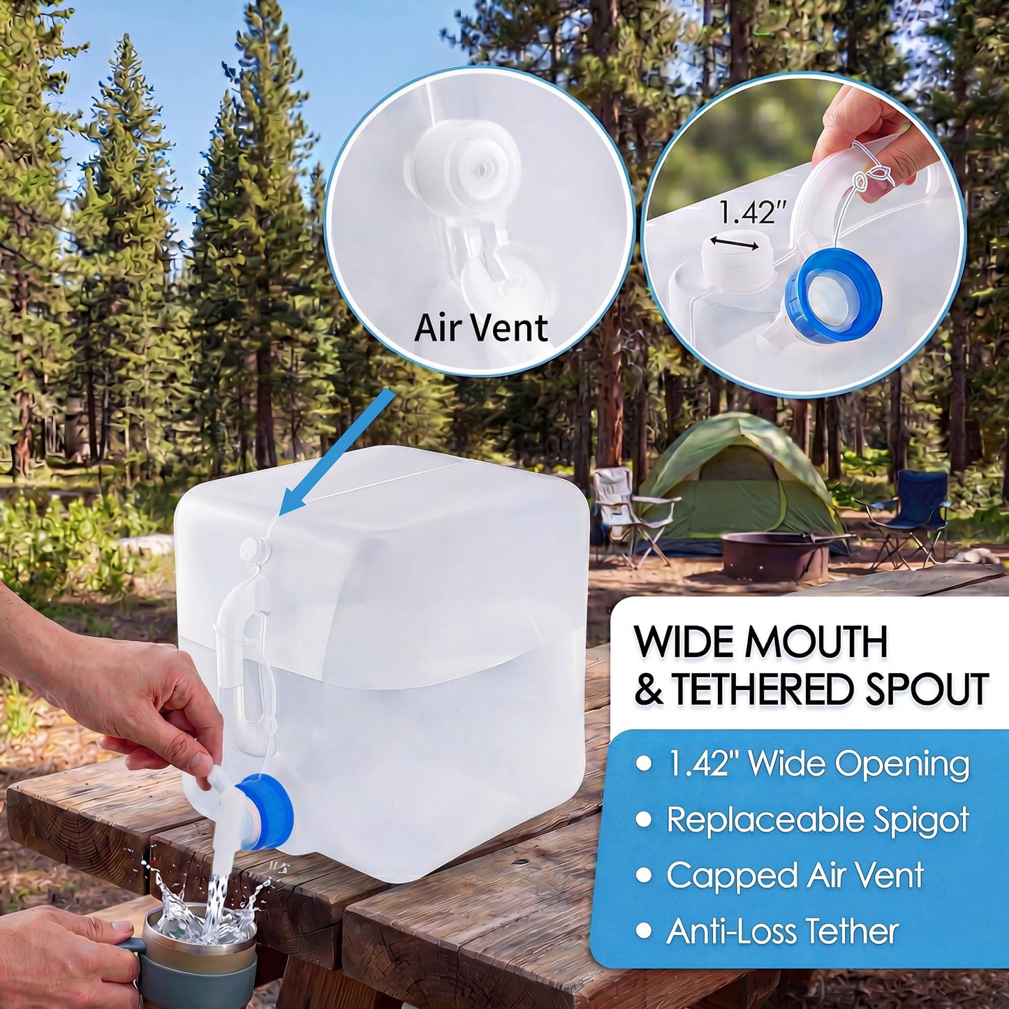 ITRAZ BPA-Free Collapsible Water Container with Spigot, 5.3 Gallon 2-Pack