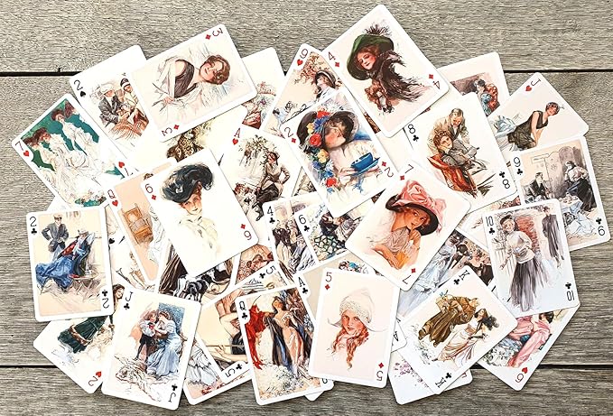 Edwardian Elegance Playing Cards (Poker Deck 54 Cards All Different) Beautiful Ladies in Romantic Hats Gowns Parlors and Courtship Scenes from a Graceful Past