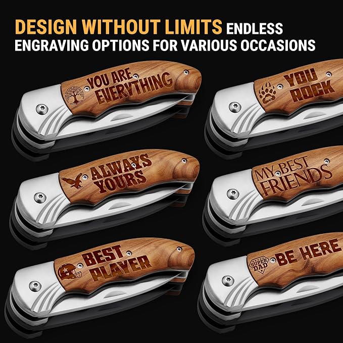 Custom Knife for Men and Women - Personalized Idea Gifts - Engraved Gifts for Dad Husband Boyfriend Wife Girlfriend - Customized Pocket Knives for Birthday - Best Unique Present 6651 PS 2V