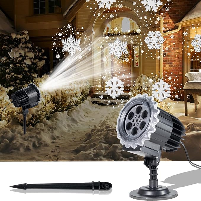 Christmas Snowflake Projector Light, 3D Dynamic Snowfall with Swirling Patterns for Outdoor Indoor Holiday Decor, Waterproof Christmas Yard Lighting for Wall, Window, Roof - 2025 Upgraded