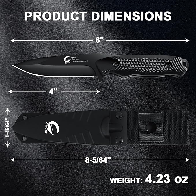 Survival Knife, Fixed Blade Knife with Sheath for Beginners, EDC 4-Inch High Grade Stainless Steel Small Knife, Good for Carving, Camping, Fishing, Survival, Outdoor