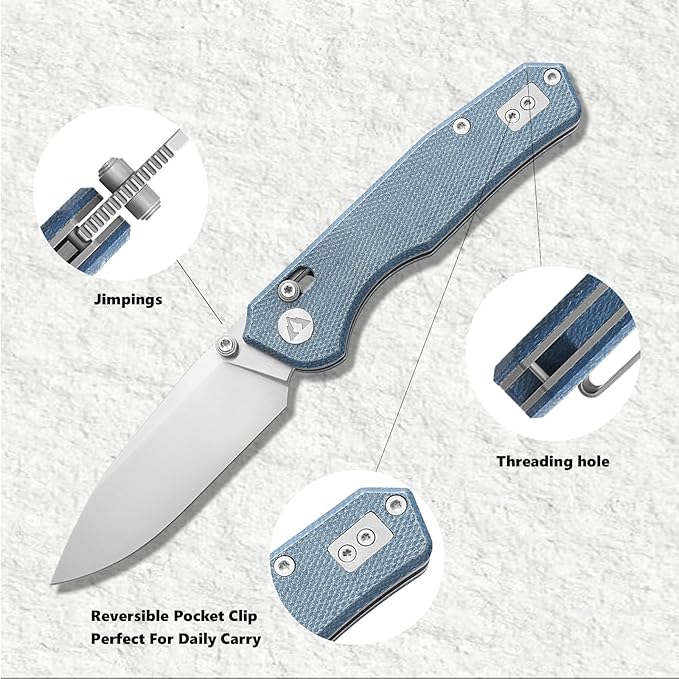 CMB Explorer Micarta Handle 14C28N Steel Blade Crossbar Lock Knife Pocket Folding Tactical Survival Camping Hiking Outdoors EDC Knife with Pocket Clip for Men Women CMB-18 (CMB-18D)