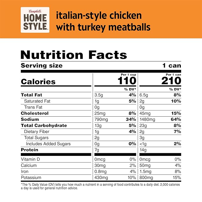Campbell's Homestyle Italian-Style Chicken Soup With Turkey Meatballs, 16.1 OZ Can (Pack of 2)