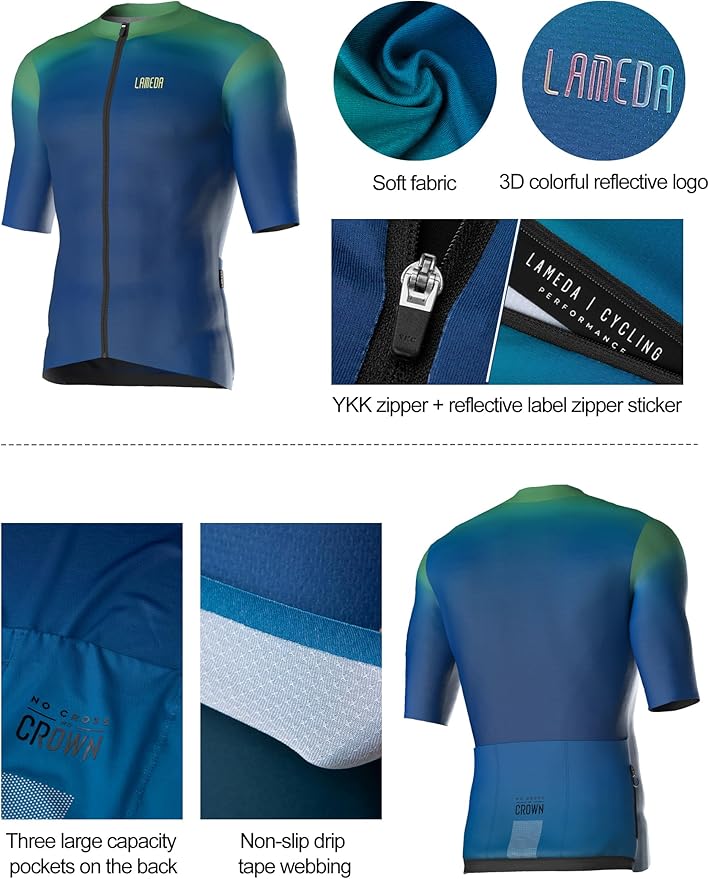 LAMEDA Men's Cycling Jersey Breathable Lightweight Bike Jersey Short Sleeve Quick Dry Moisture Wicking Biking Shirts