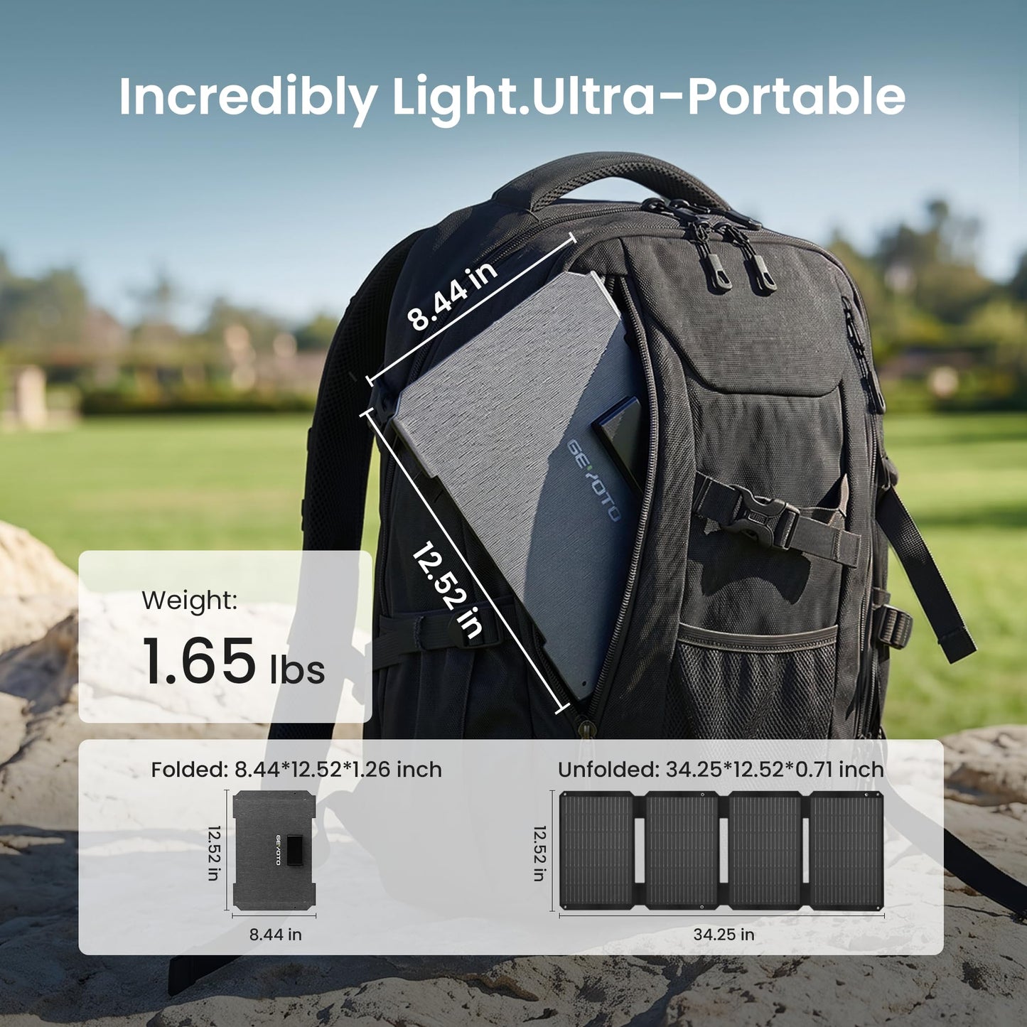 GEYOTO 45W Portable Solar Panel Charger, 25.4% Efficiency, Dual USB-C