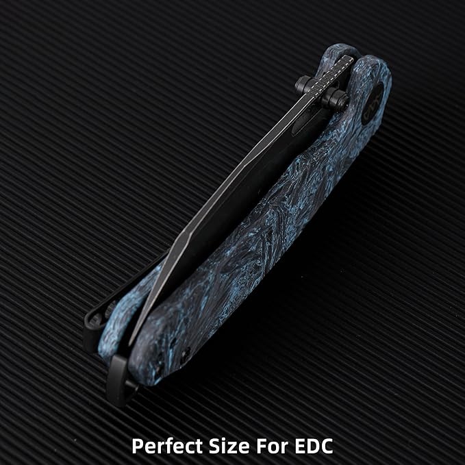 Folding Pocket Knife, 3.1" Stonewash Blade EDC Knife with Safety Liner Lock, Small Pocket Knife with Clip for Men, Sharp Camping Hiking Hunting Survival Knives