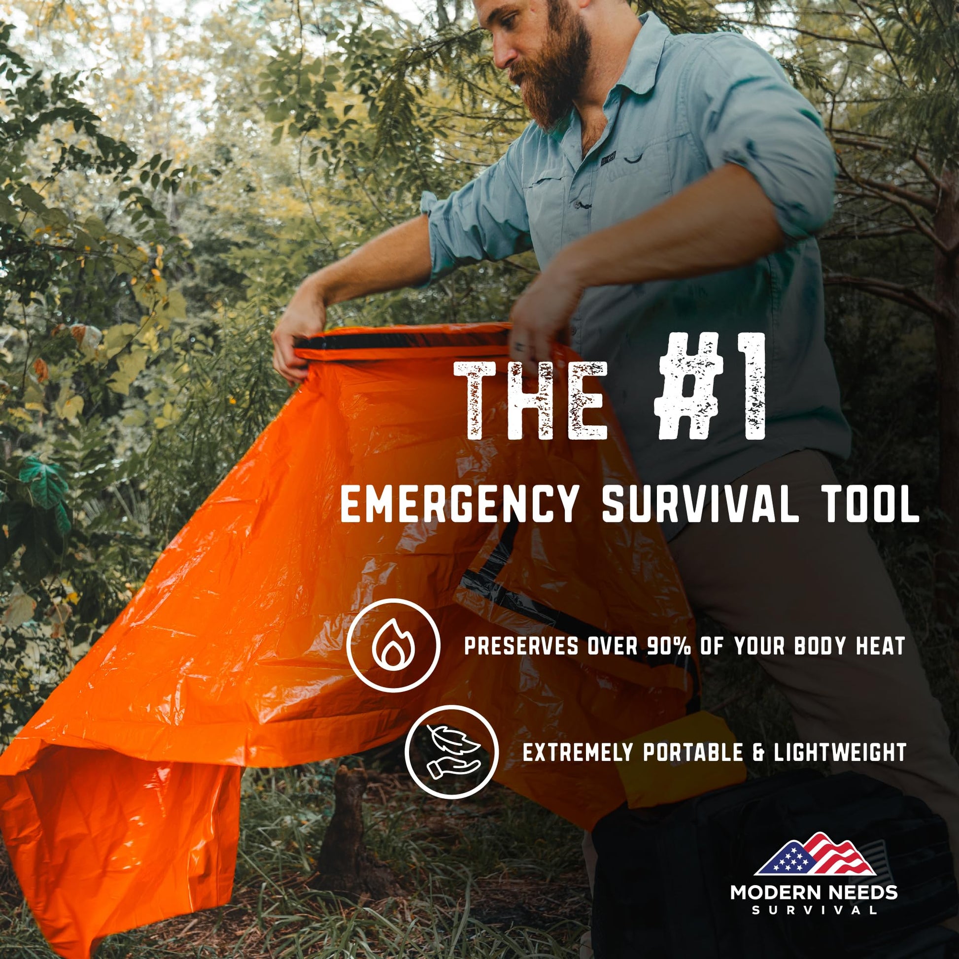 MODERN NEEDS Emergency Sleeping Bag Survival – Thermal Blanket & Bivy Sack | Emergency Bivy &