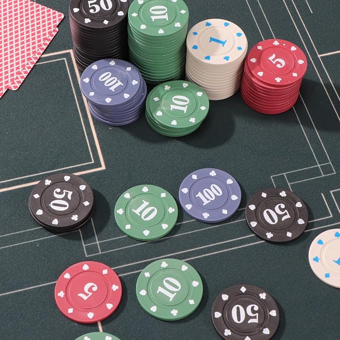 400Pcs Denomination Poker Chips Set,Lightweight Plastic Poker Chip with Numbered Value,Mini Trave Poker Sets with 2 Decks of Premium Playing Cards for Texas Hold?™em, Blackjack,Gambling Card Games