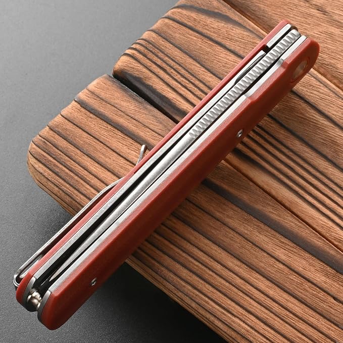 FF6 Folding Knife,D2 Steel Blade G10 Handle EDC Tool Knife for Camping,Hiking,Hunting,Fishing(Brown)