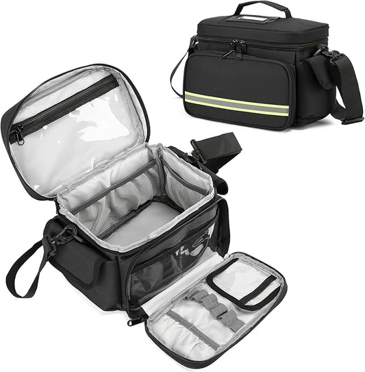 First aid Bag Black one Layer Empty Medical Bag Home Health Empty First Aid Storage Bag Medical Supplies Emergency Responder for Nursing Student,Therapist,Doctors