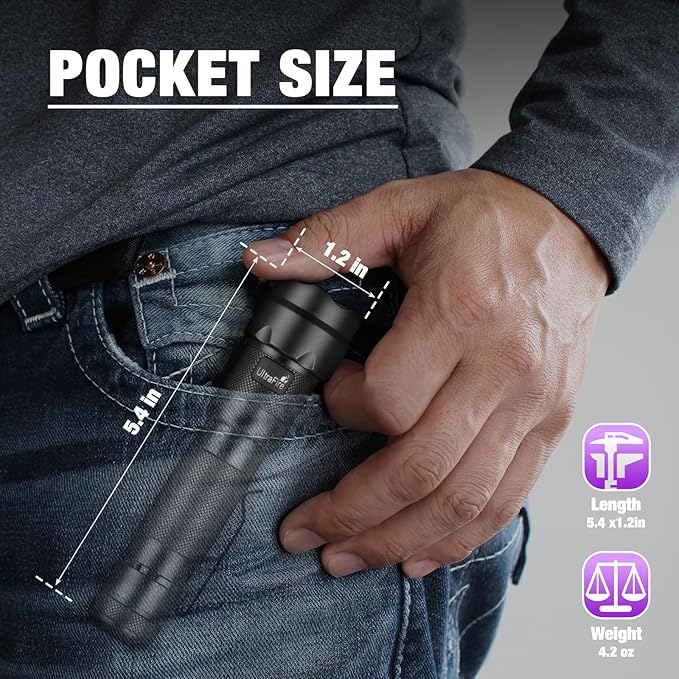 ULTRAFIRE 395nm UV Flashlight Rechargeable - 15W High Power Ultraviolet Blacklight for Pet Urine Detection,Resin Curing,Minerals,Blood Trail Tracking 502UVN PRO