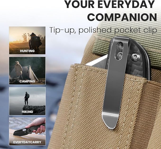 Kizer C01c (XL) Sheepdog Pocket Knife, 154CM Sheepsfoot Blade Folding Knife with Gray Carbon Fiber G10 Handle, Camping Knives with Clip for Men Women, EDC Hunting Survival Knives, V5488C3