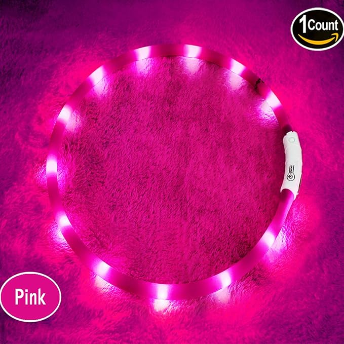 LED Dog Collar,USB Rechargeable Glowing Dog Collars, Light Up Collar Improved Pet Safety &Visibility at Night, 3 Flashing Modes,Water-Resistant LED Lighted Fits for Small Medium Large Dogs