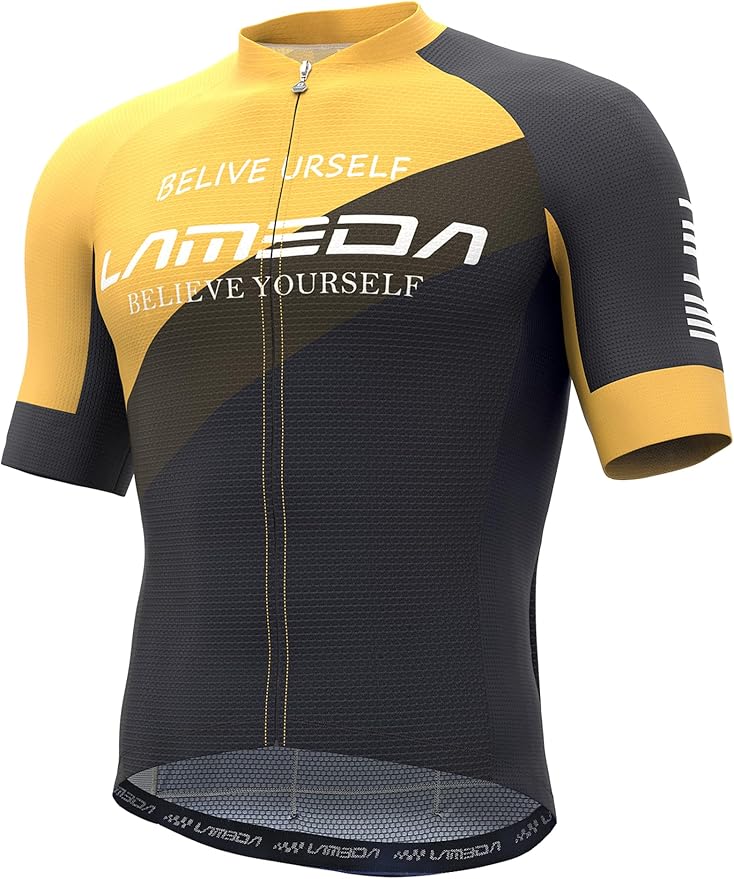 LAMEDA Men's Cycling Jersey Breathable Lightweight Bike Jersey Short Sleeve Quick Dry Moisture Wicking Biking Shirts