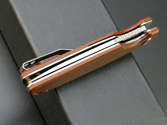 Eafengrow EF230 Folding Knife D2 Steel Blade G10 Handle Scales EDC Tool Knives for Outdoor Camping Hiking Working(brown)