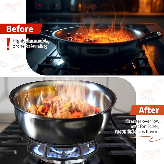 Feekoon Heat Diffuser for Gas Stove, 9.4 Cast Iron Flame Tamer, Stove Top Simmer Plate to Even Heat Distribution