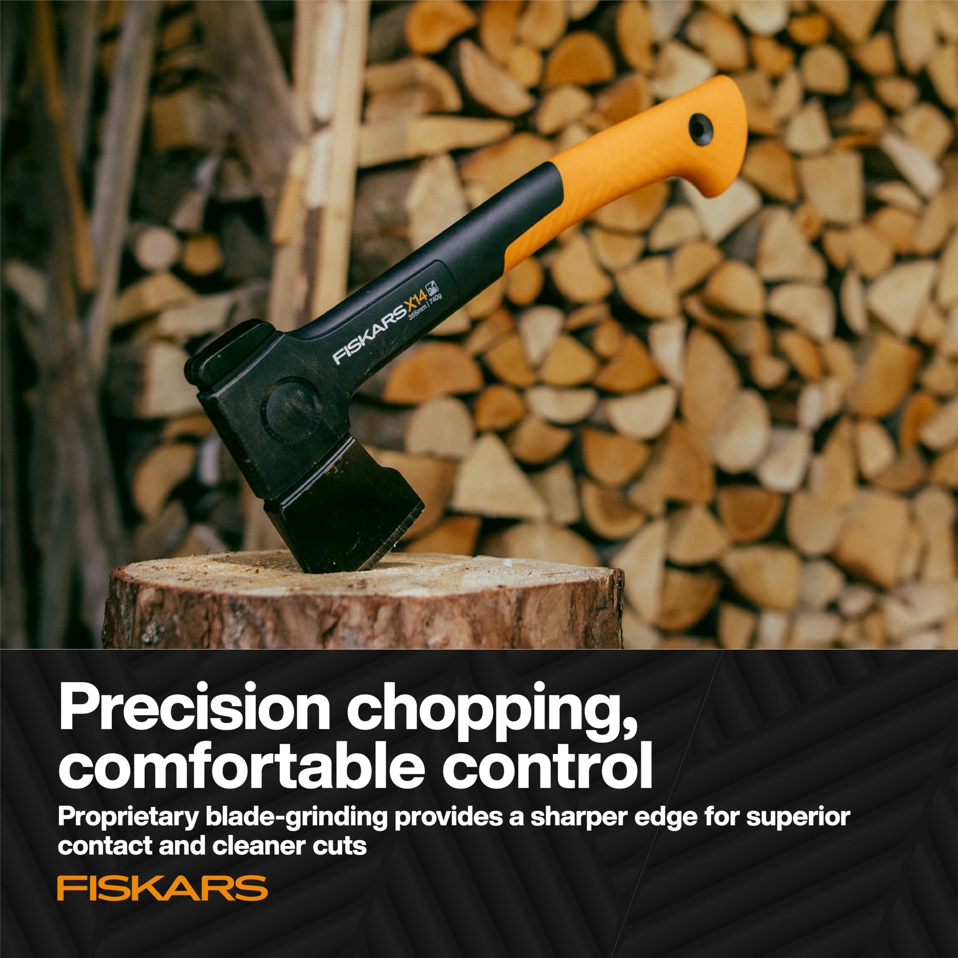 Fiskars X14 Universal Axe 14", Camping Hatchet for Chopping Wood Kindling