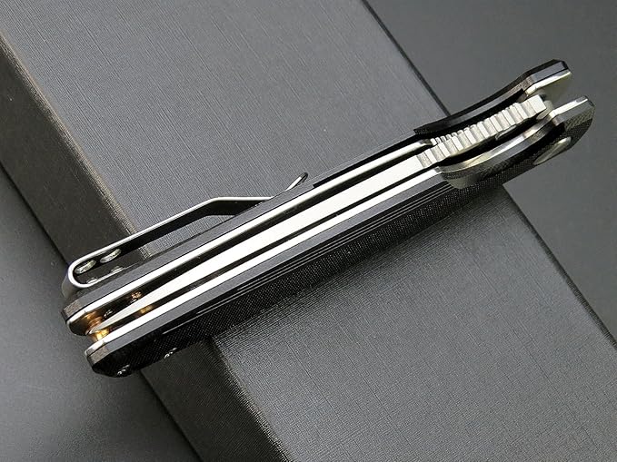 Eafengrow EF230 Folding Knife D2 Steel Blade G10 Handle Scales EDC Tool Knives for Outdoor Camping Hiking Working(black)