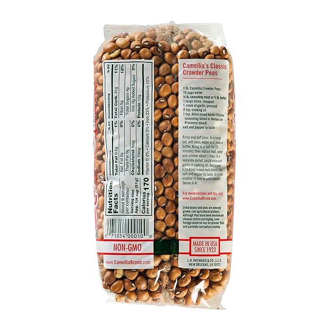 Camellia Brand Dried Crowder Peas ??Premium Southern Field Peas with Rich, Earthy Flavor for Soul Food, Hoppin??John, Stews, Salads, and Healthy Vegetarian Meals ??Non-GMO, Gluten-Free 1 Pound (Pack of 6)