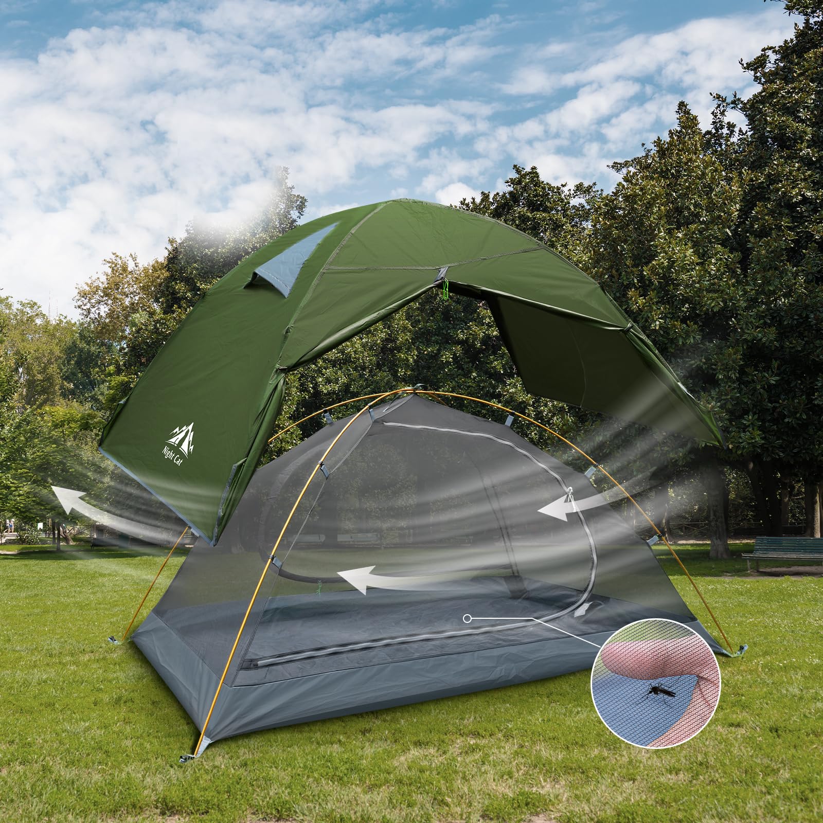 Night Cat 2-Persons Backpacking Tent: Waterproof Lightweight Camping Tent for Two People Hiking