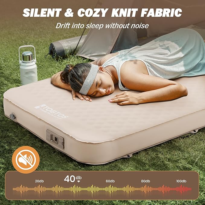 TOBTOS 4" Thick Self Inflating Sleeping Pad with Electric Pump, Ultra-Compressible Foam Air Camping Mattress, Fast Inflate/Deflate, All-Season Insulated Sleeping Mat for Tent, Car, Camping