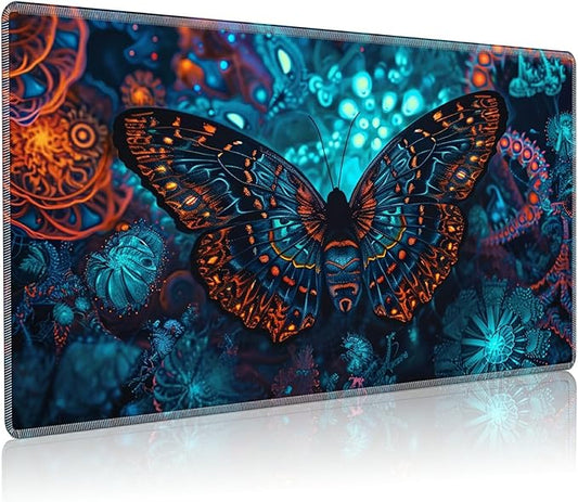 Playmat for MTG, 24 x 14 inches Game Play Mat for MTG TCG and Other Card Games, Trading Card Game Play Mat Desk Mats with Stitched Edges Non-Slip Base, Butterfly