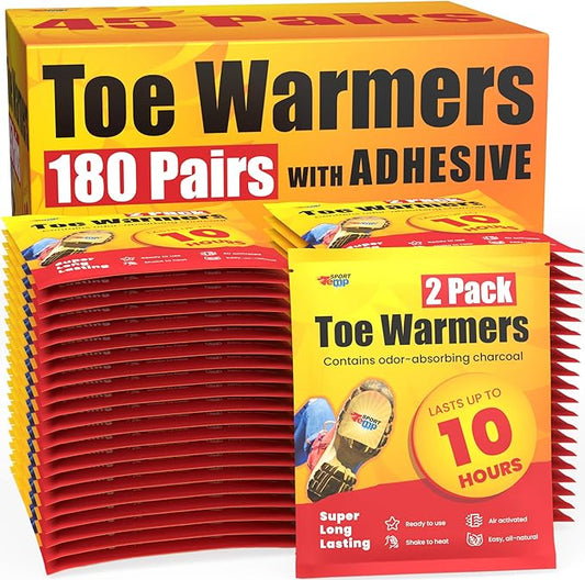 Toe Warmers - Up to 10 Hours of Heat, Easily Apply with Adhesive - Ultra Thin, Easy, All Natural - Air Activated, Odorless Hot Toe Warmers - Sport Temp
