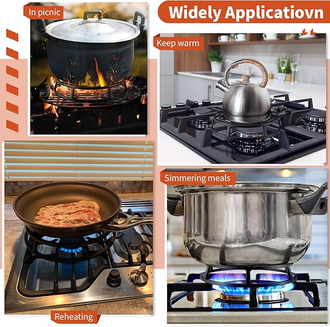 Feekoon Heat Diffuser for Gas Stove, 9.4 Cast Iron Flame Tamer, Stove Top Simmer Plate to Even Heat Distribution