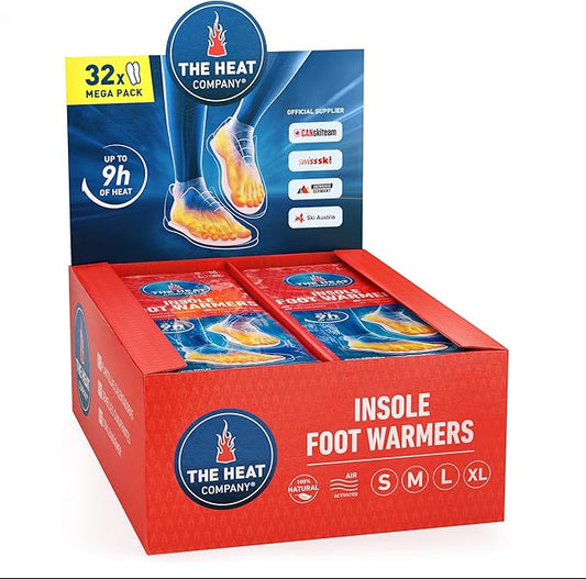 Insole Foot Warmers - 6, 12 or 32 Pairs – S, M, L, XL – 9h of Warmth - Air Activated Feet Warmers - Purely Natural - Toe Warmers for Feet - Insole Foot Warmers for Women & Men