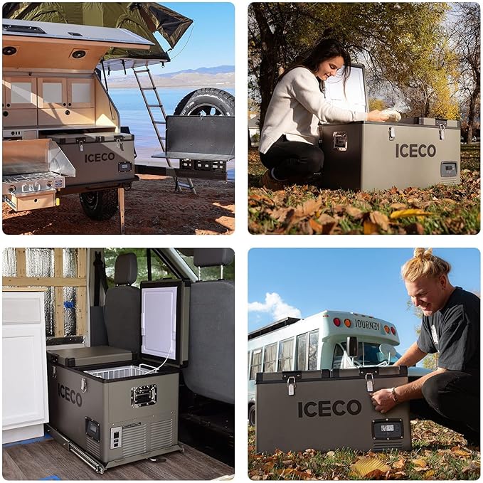 ICECO VL60 Dual Zone Portable Refrigerator with SECOP Compressor, 60 Liters Platinum Compact Refrigerator, DC 12/24V, AC 110-240V, 0℉ to 50℉, Home & Car Use (with Insulated Cover)