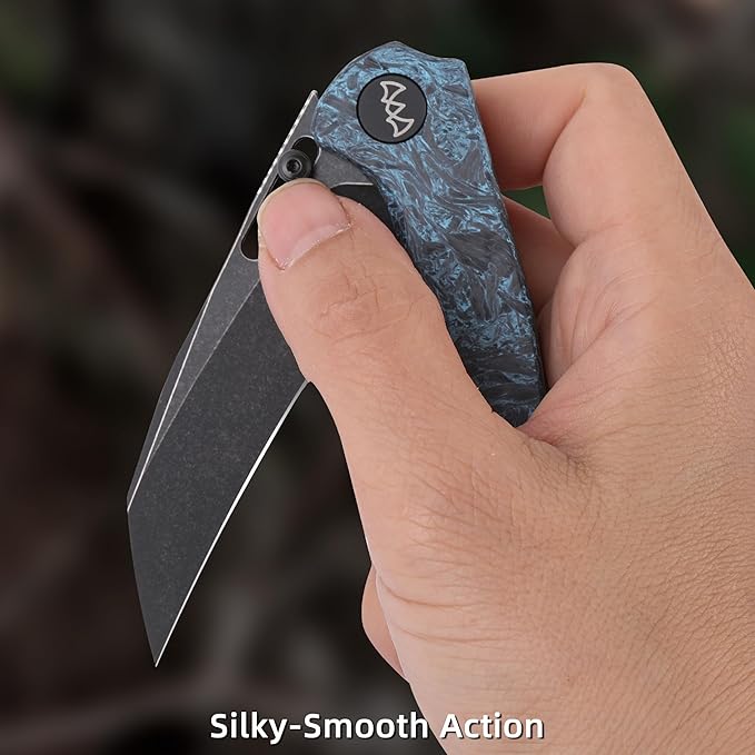 Folding Pocket Knife, 3.1" Stonewash Blade EDC Knife with Safety Liner Lock, Small Pocket Knife with Clip for Men, Sharp Camping Hiking Hunting Survival Knives