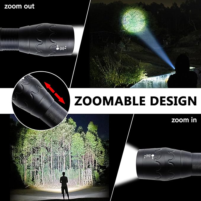 Single Mode Flashlight, High Lumen LED Flashlights with Zoomable Beam, Compact Handheld Flash Light for Camping, Outdoor, and Home Use, 2-Pack