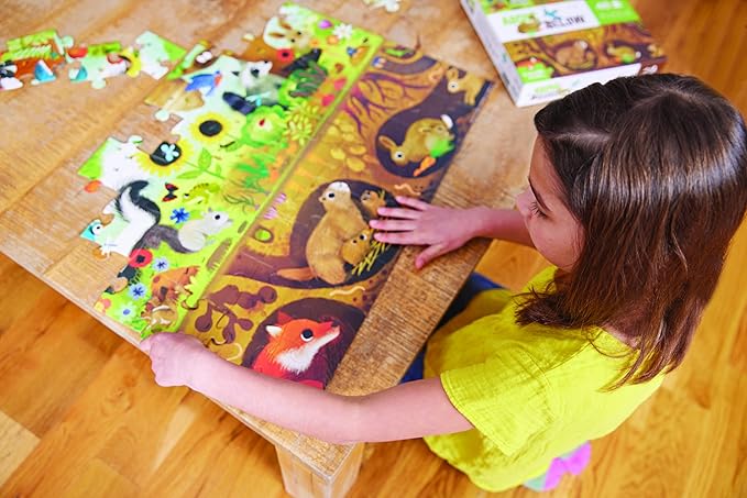 Crocodile Creek Above + Below 48-Piece Jigsaw Floor Puzzle - Fun Floor Puzzles for Kids Ages 4-8 - Day at The Dinosaur Museum - 18 x 24 inches Finished