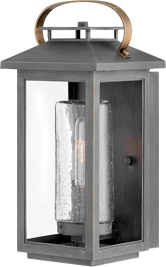 Hinkley Atwater Medium Wall Mount Outdoor Lantern - Composite, Clear Seedy Glass, Anti-Fade - Ash Bronze Finish
