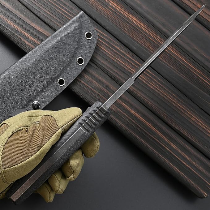 Sitivien ST22 Fixed Blade Knife 154CM Stainless Steel Blade Micarta Handle Full Tang EDC Tool Straight Knife for Working Camping Survival(Black)