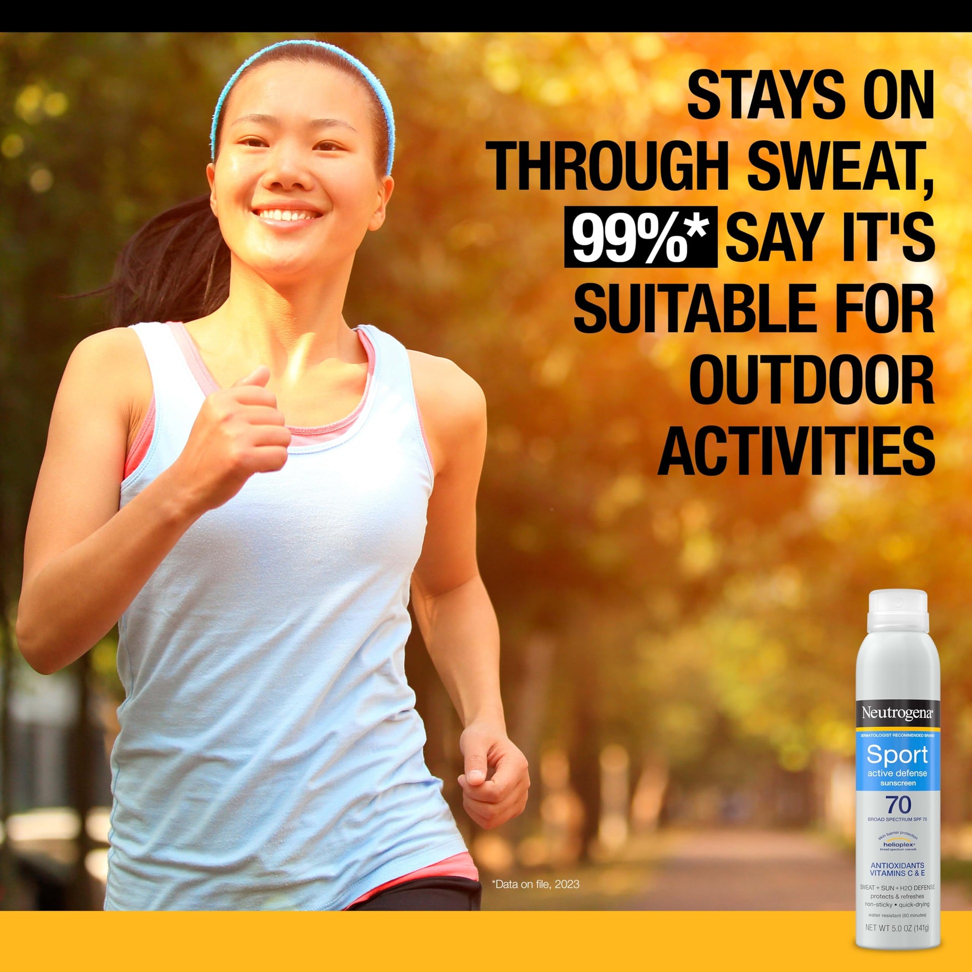 Neutrogena Sport Active Defense Sunscreen Spray SPF 70, 2 x 5 oz