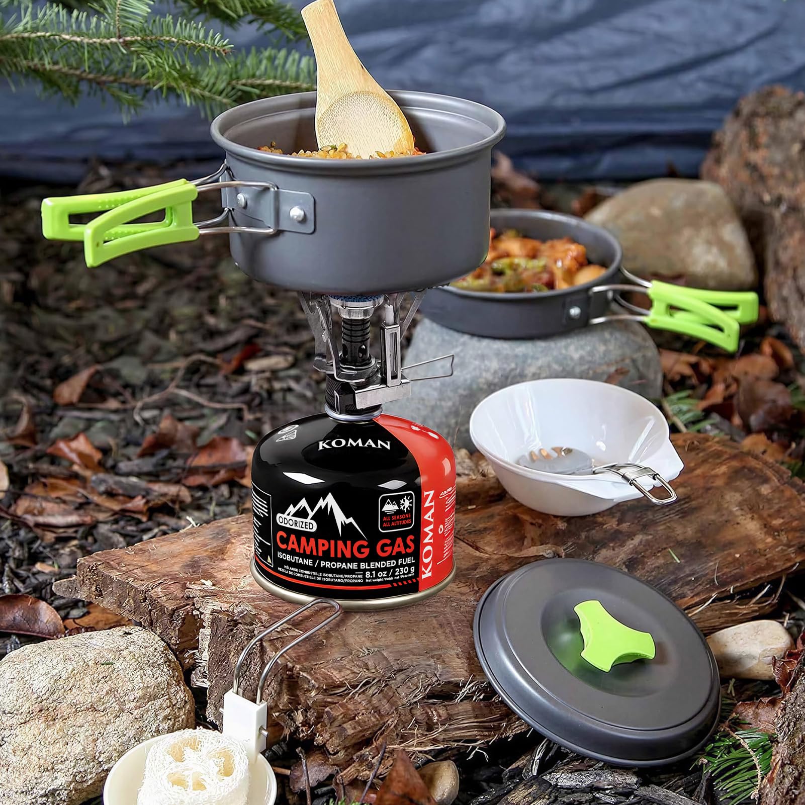 KOMAN Isobutane Fuel Canister 230 Gram Camping Stove Fuel Butane Propane Blend Camping Fuel Gas