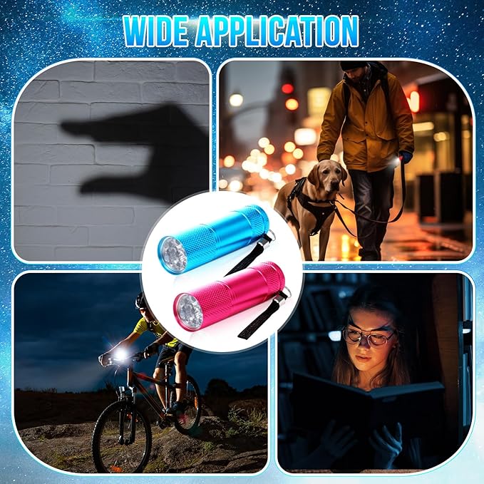 VIHOSE 100 Pcs Mini Flashlights Bulk, Bright Flashlights Set, Aluminum LED Handheld Torches for Party Favors Night Reading Camping Emergency Items Gifts Homeless, Batteries Not Included(Bright Color)