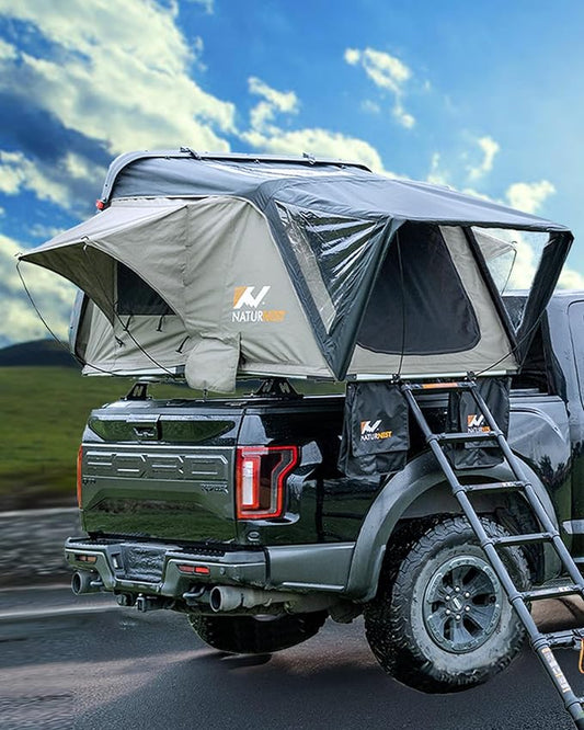 BAMACAR Naturnest Rooftop Tent Hard Shell 2-4 Person Nature Nest Roof Top Tent Hardshell Hard Top Claim Shell Overland Car Roof Rack Top Tents For Jeep SUV Van Pickup Truck Vehicle Trailer Car Camping