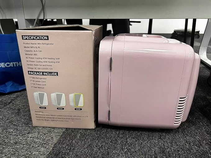 Skincare Fridge with Dimmable LED Light Mirror,4 Liter/6 Can Mini Fridge Skincare for Bedroom,Office, Car, Dorm,Cooler and Warmer, Portable Mini Fridge for Skin Care, Cosmetics, Food,Pink