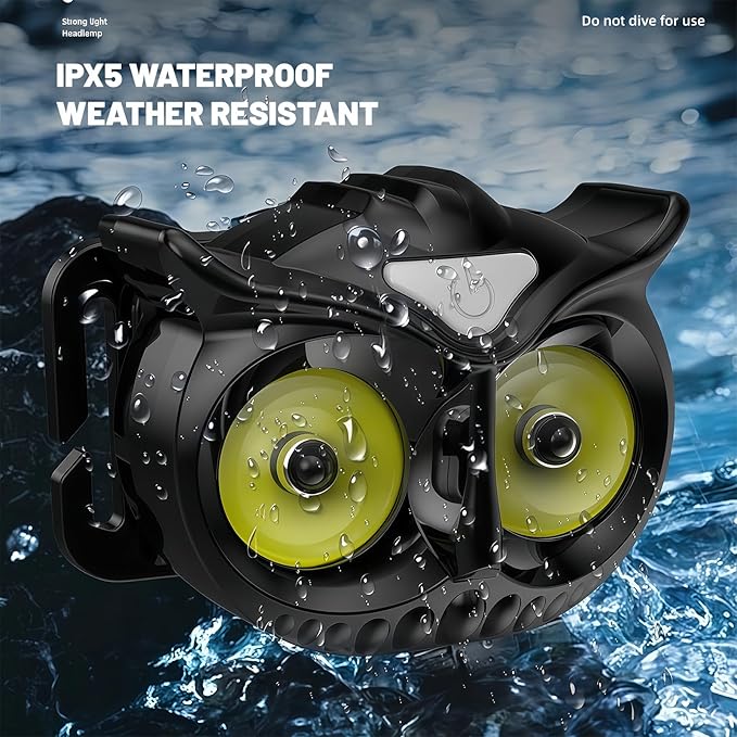 owl headlamp,Ultra-Bright Compact and Lightweight, Three-Gear Lighting Mode, Available for Hiking, Camping, Night Riding and patrolling