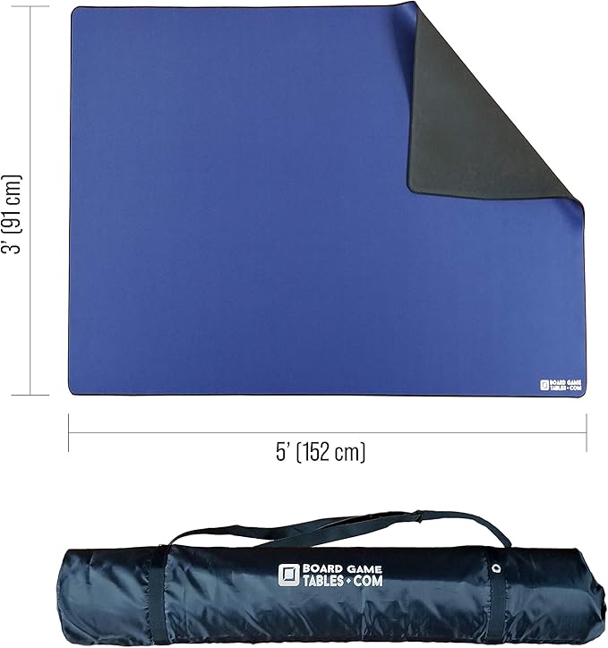 Board Game Playmat [3'x5'/Thick Super Cushioned/Stitched Edge/Water Resistant] with Carrying Case - for Tabletop Board Games, Card Games, RPG Games (Medium, Blue)