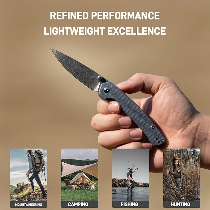 CJRB Kain Pocket Knife for Men, 2.95'' AR-RPM9 Steel Blade G10 Handle Folding Knife with Pocket Clip for Camping Hiking Survival, Designed by Sanford Owen(J1956)