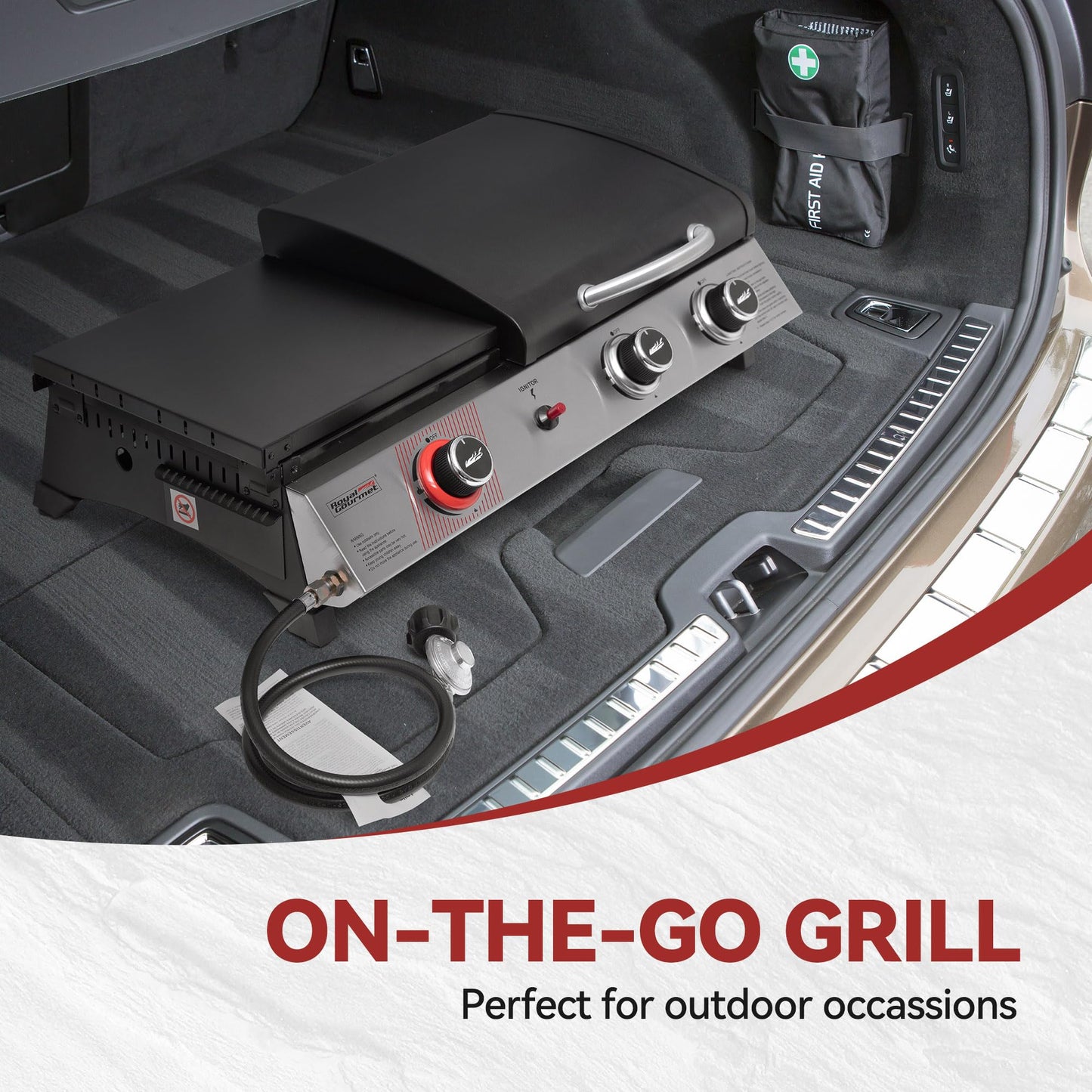 Royal Gourmet PD1305H 3-Burner Propane Gas Grill, Griddle Combo with Lid