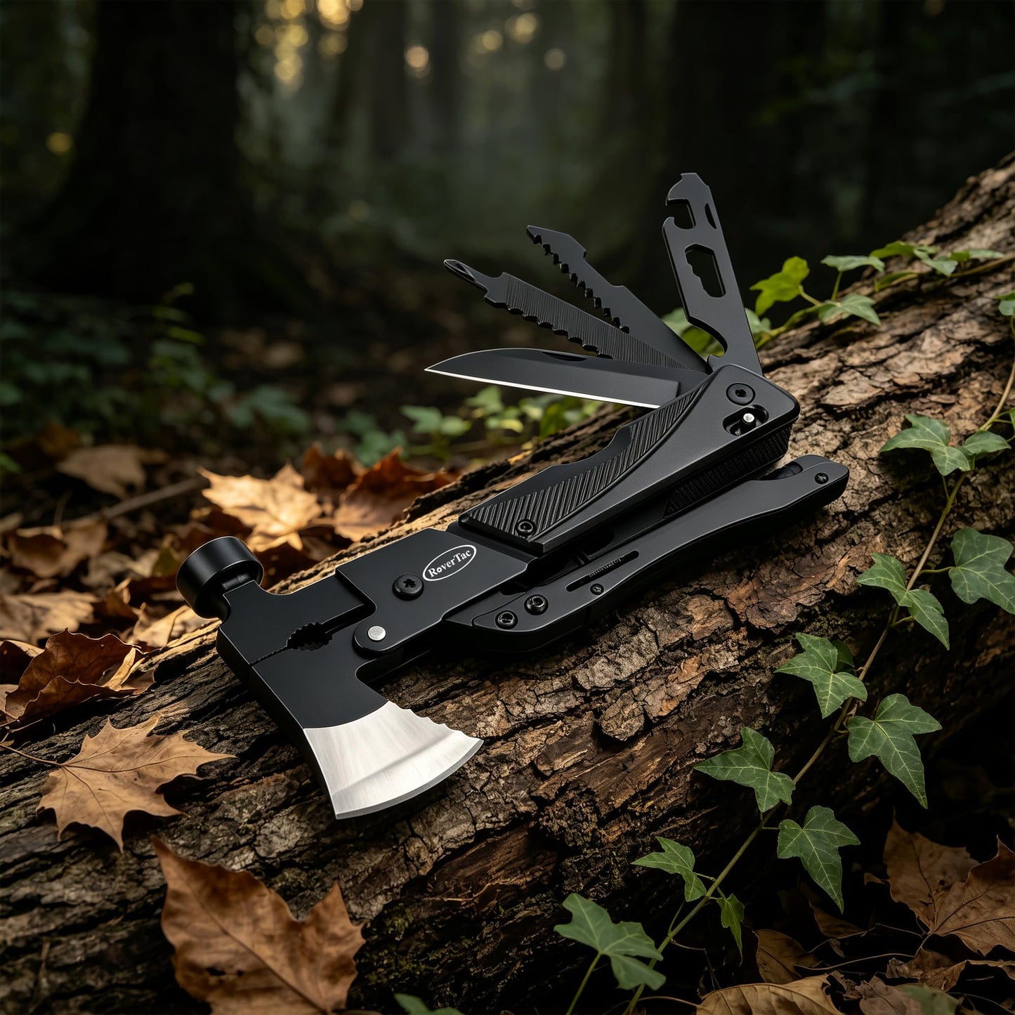 RoverTac 19-in-1 Multi-Tool Axe with Knife, Hammer, Saw, Screwdrivers, Bottle Opener, Nylon Sheath