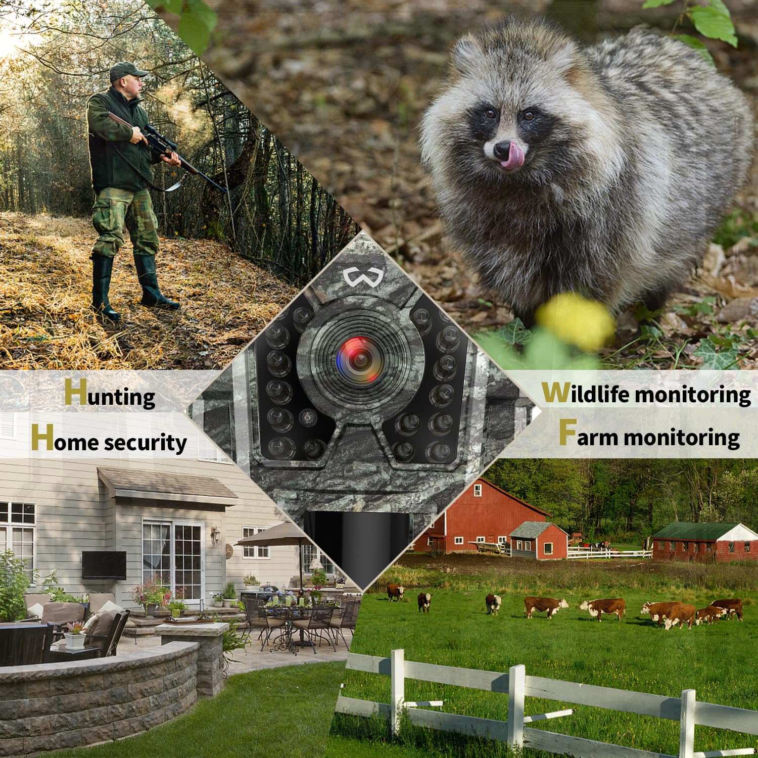 WOSODA Mini Trail Camera 4 Pack 30MP 1080P HD, Game Cam with SD Card, Waterproof Tiny Deer Camera