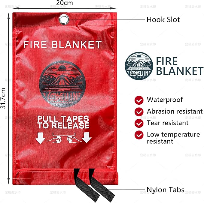 Lovelin 2-Pack Emergency Fire Blanket - 40' x 40' Fiberglass Fire Blanket (Red)